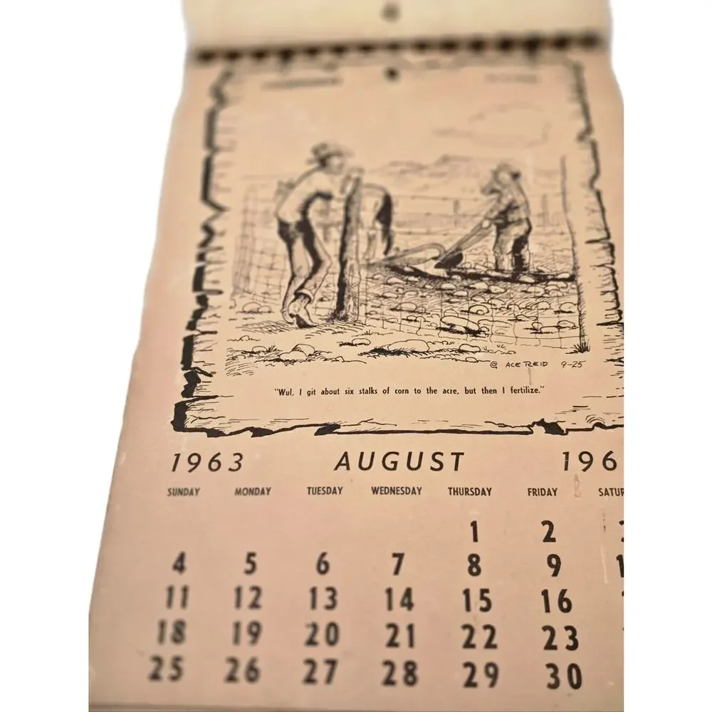 Vintage 1963 Cowboy Calendar Ace Reid Western Ranch Humor Calendar Rustic Decor